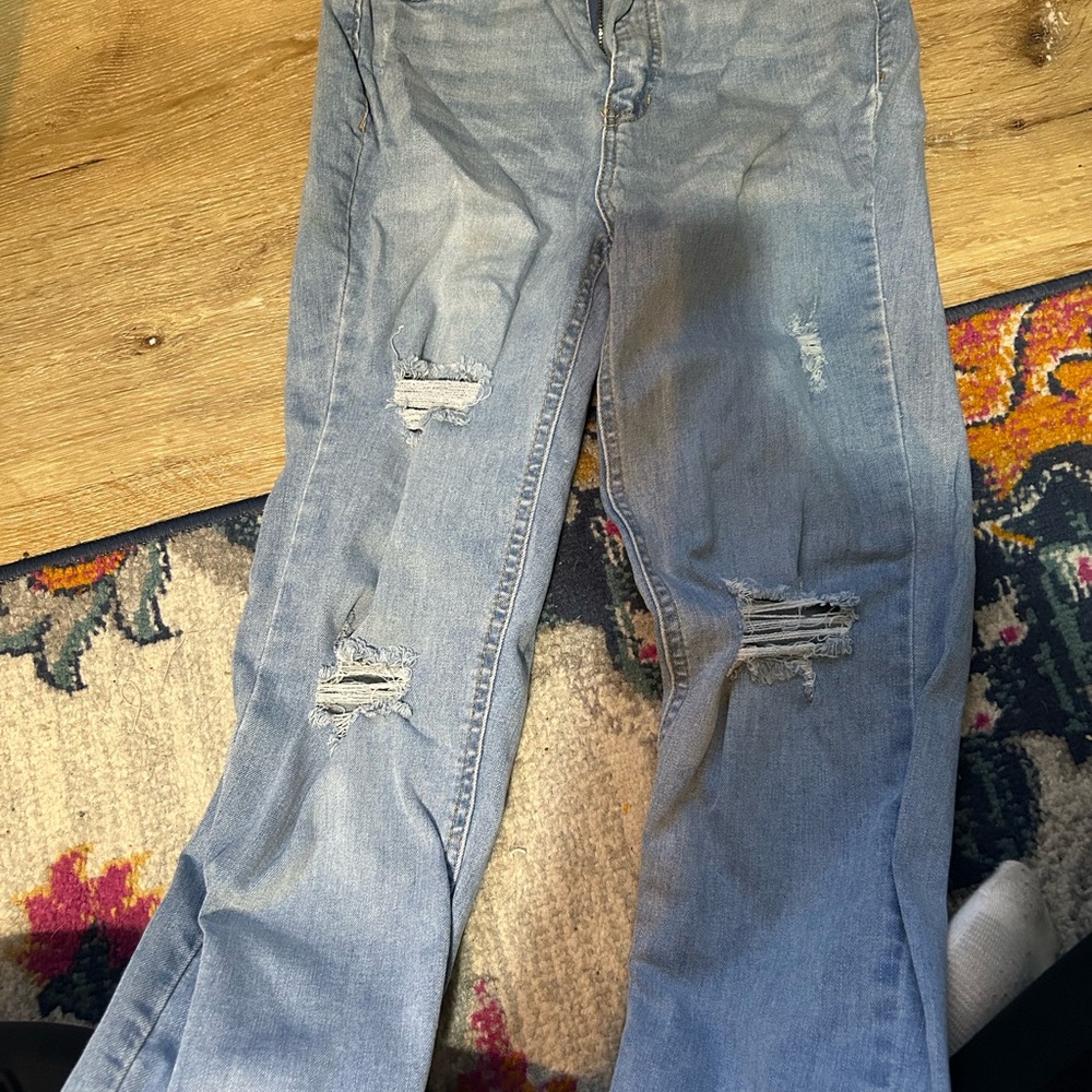 Vanilla Star Light Blue Distressed Flare Jeans